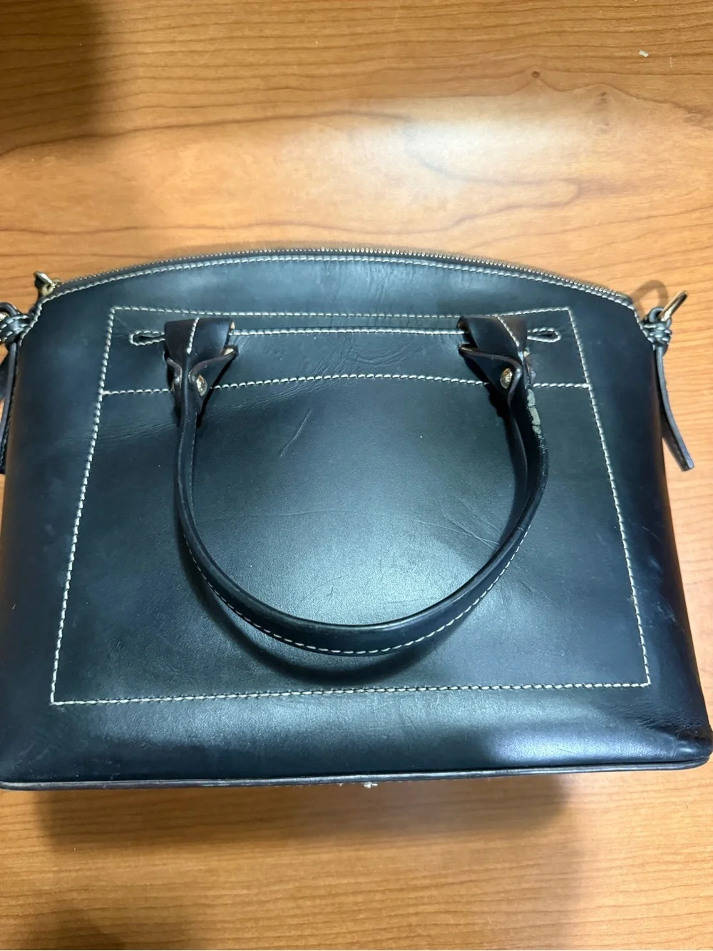 Dooney & Bourke Black Leather Satchel with Top Handles